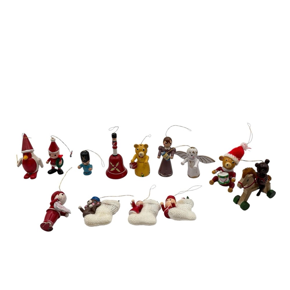 Lot Of 13 Vintage Wooden Christmas Ornaments